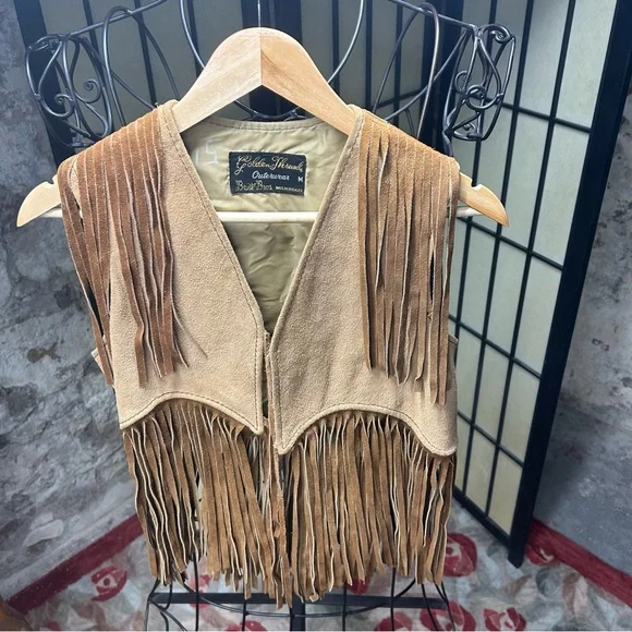 Vintage 1970s Golden Threads Outerwear Brill Bros Millwaukee  Fringed Suede Vest - Picture 8 of 8